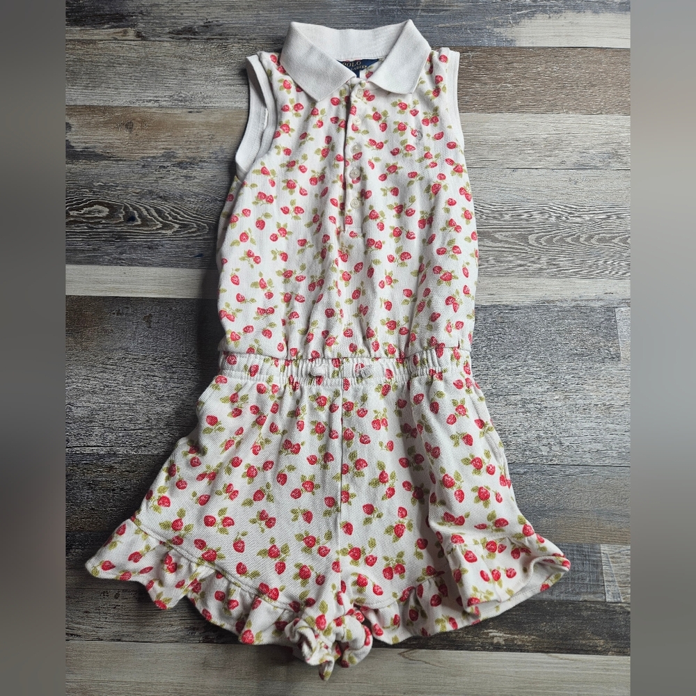 Polo Ralph Lauren Big Girl's Strawberry Print Romper Size 6